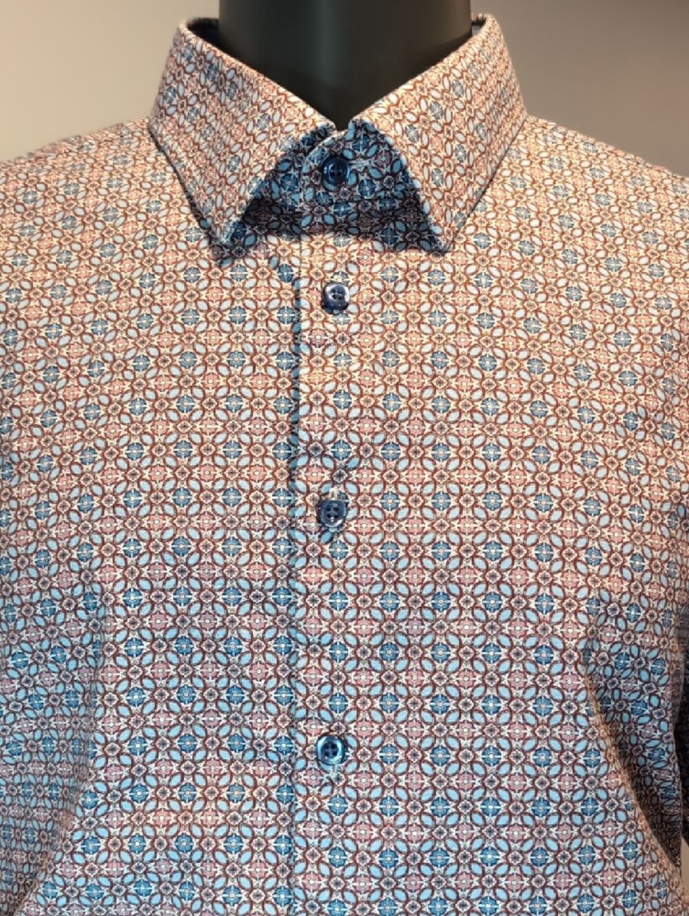 Soul Of London Blue  Short Sleeve Printed Button-Up Shirt 2XLT